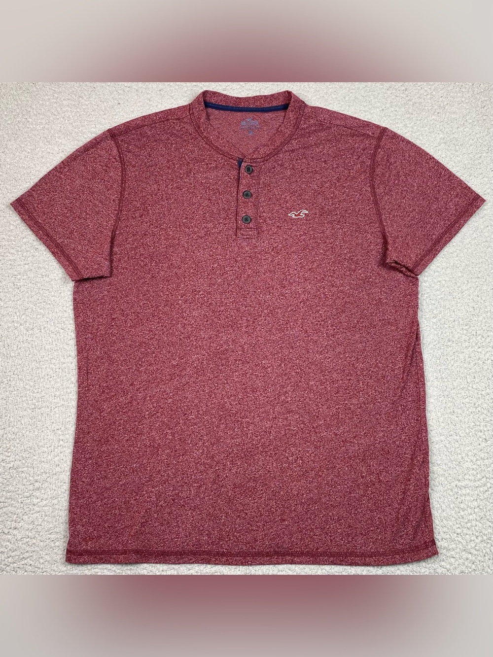 Hollister Henley T Shirt Men's Size L Red Short Sleeve Surf Beach California EUC